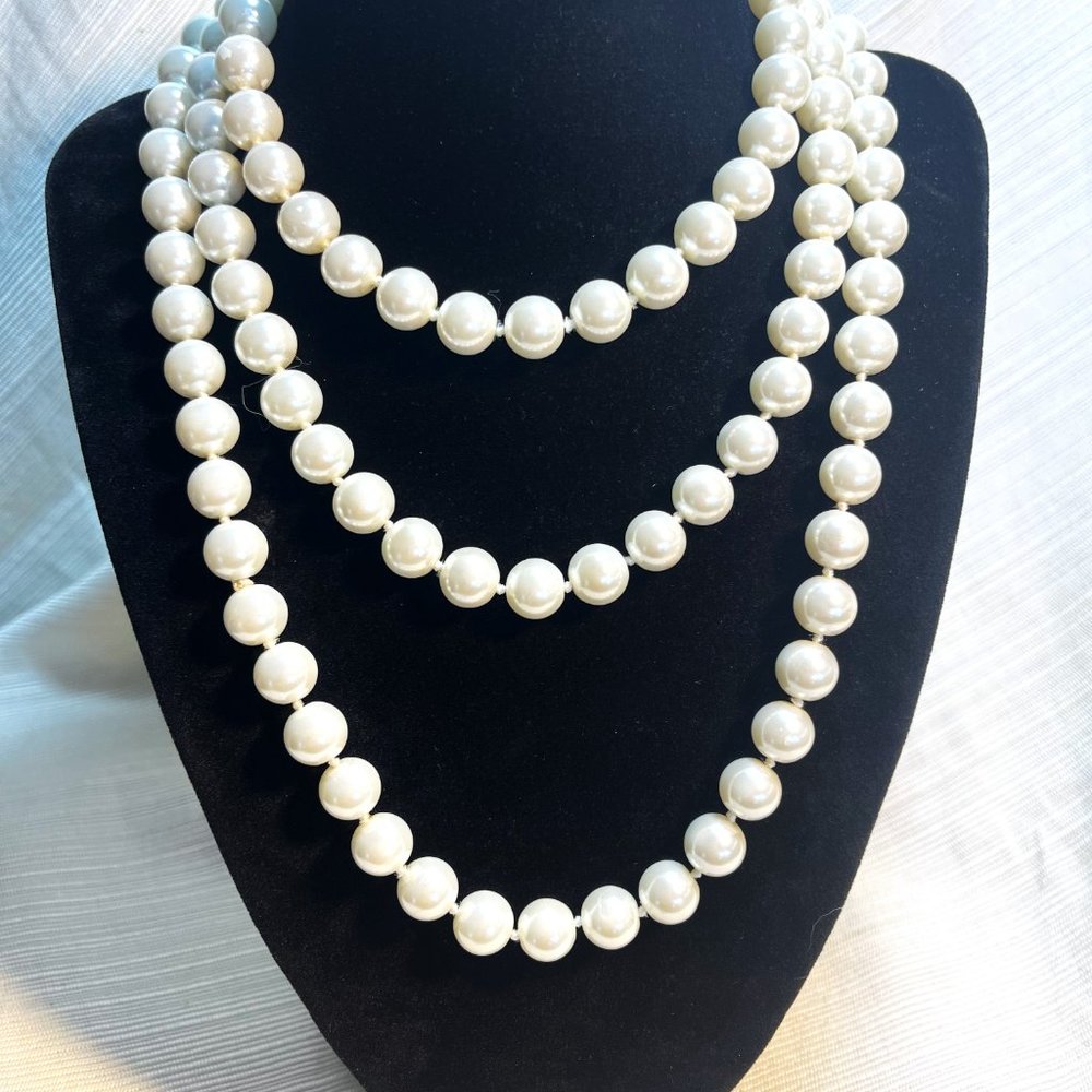 Gorgeous Long Glass Faux Pearls